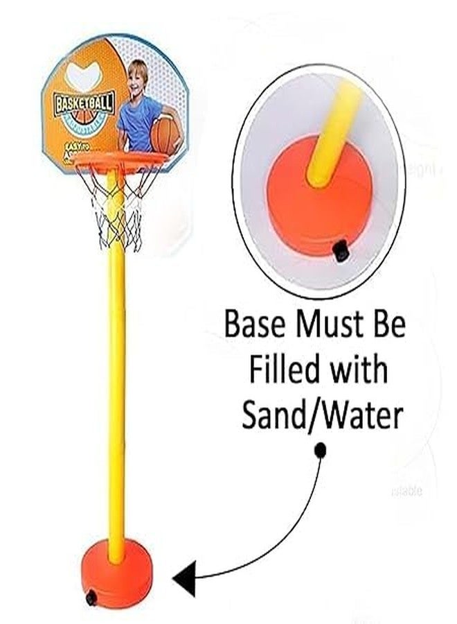 إيكان مجموعة ألعاب كرة السلة المحمولة من إيكان مع حامل، وشبكة، وحلقة، وكرة | لعبة كرة سلة رياضية قابلة لتعديل الارتفاع للأطفال للعب في الأماكن المغلقة/الخارجية وهدية تذكارية - Image 4